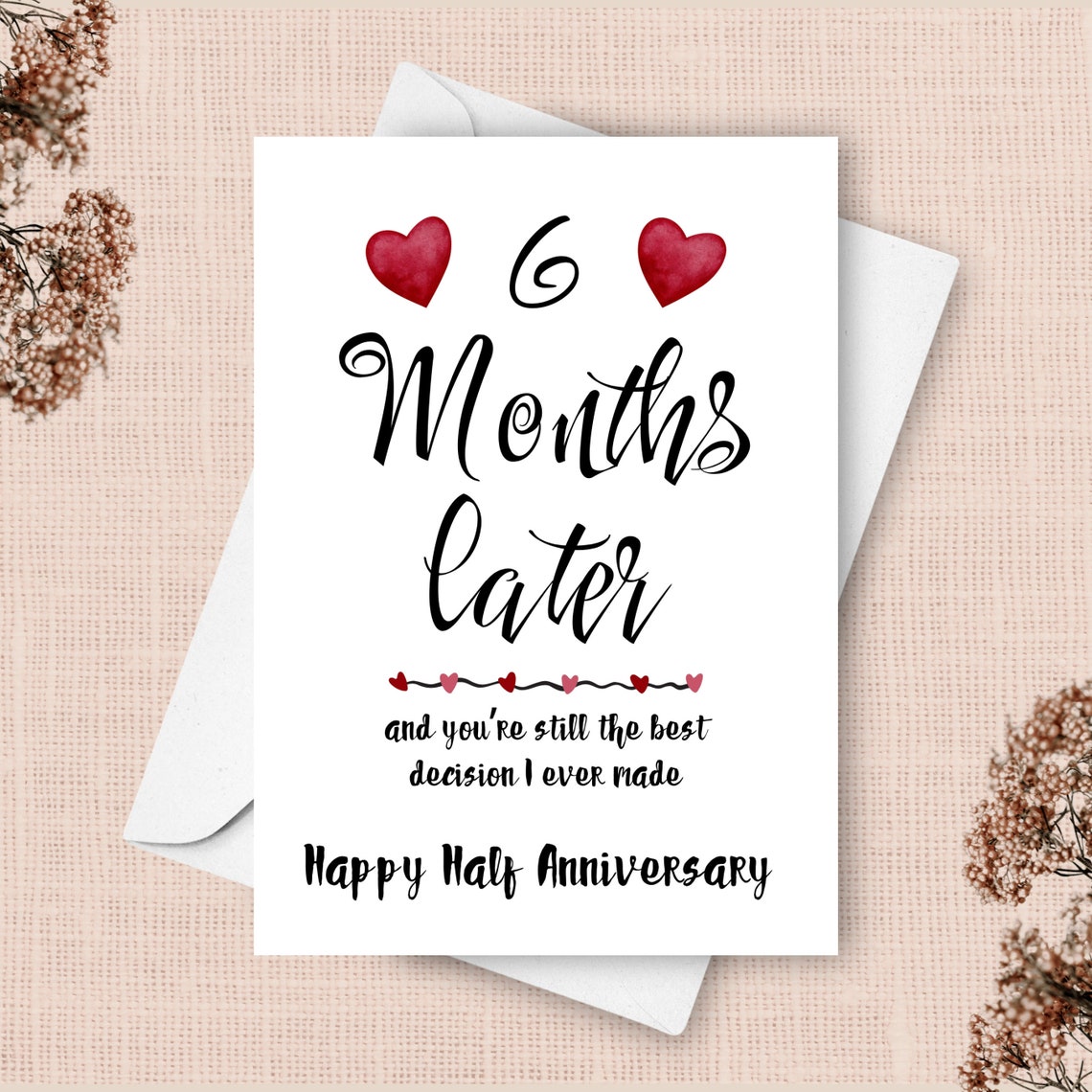 6 Month Anniversary Card, Half Year Anniversary Gift for Boyfriend, Six ...