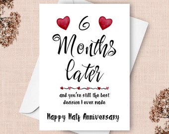 6 Month Anniversary Card, Half Year Anniversary Gift For Boyfriend, Six Months Together Dating Relationship Milestone Card From Girlfriend