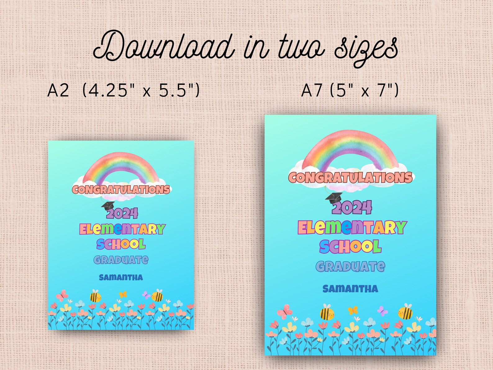 Printable Elementary School Graduation Card, Print at Home Editable ...