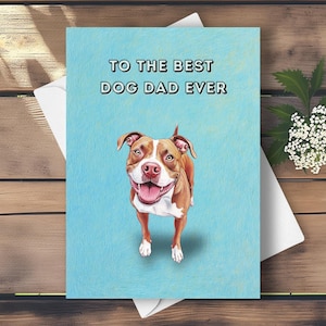 Pitbull-Vatertagskarte - glücklicher Vatertag vom Hund, beste Hundevater-Karte mit niedlicher Pitbull-Illustration, glückliches lustiges Haustier-Hundegeschenk