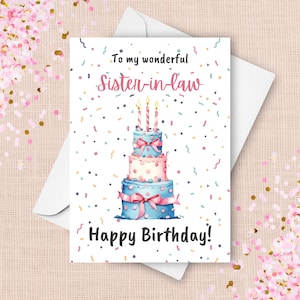 Geburtstagskarte für Schwägerin, Alles- Gute zum Geburtstagkarte von der Schwägerin für meinen wunderbaren Schwäger-Geburtstag, Aquarell-Konfetti-Kuchen