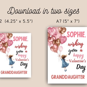 Printable Valentine's Day Card for Granddaughter, Instant Download ...