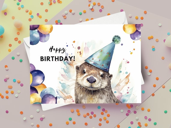 Jolie Carte D'anniversaire Loutre - Carte De Joyeux