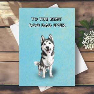 Siberian Husky Vatertagskarte - Alles Gute zum Vatertag vom Hund, Beste Hunde Papa überhaupt Karte mit Siberian Husky Illustration, Lustiges glückliches Haustier Hund Geschenk