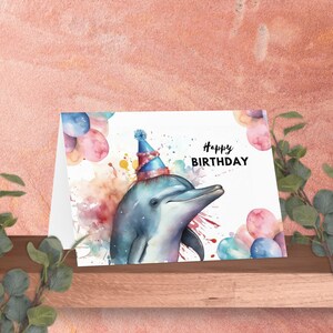 Printable Dolphin Birthday Card, Instant Digital Download Print at Home ...