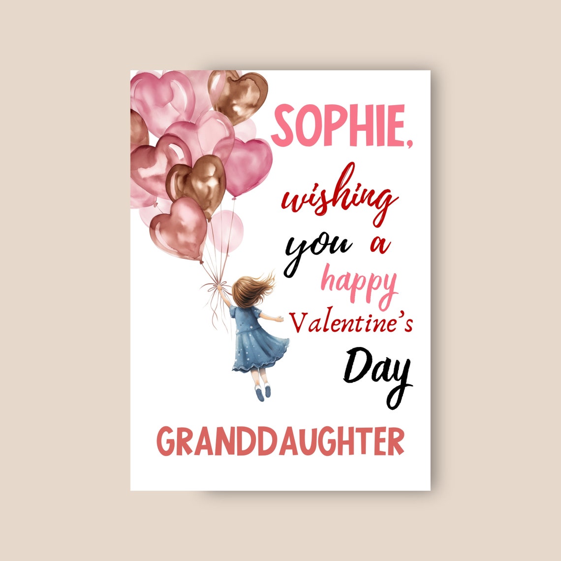 Valentine's Day Card for Granddaughter, Wishing You A Happy Valentines ...