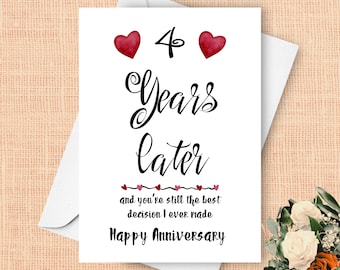 4th Anniversary Card, Four Year Anniversary Gift For Husband Or Wife, 4 Year Relationship Milestone Card, Wedding Or Dating Anniversary Card