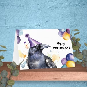 Printable Raven Birthday Card, Instant Digital Download Print at Home ...