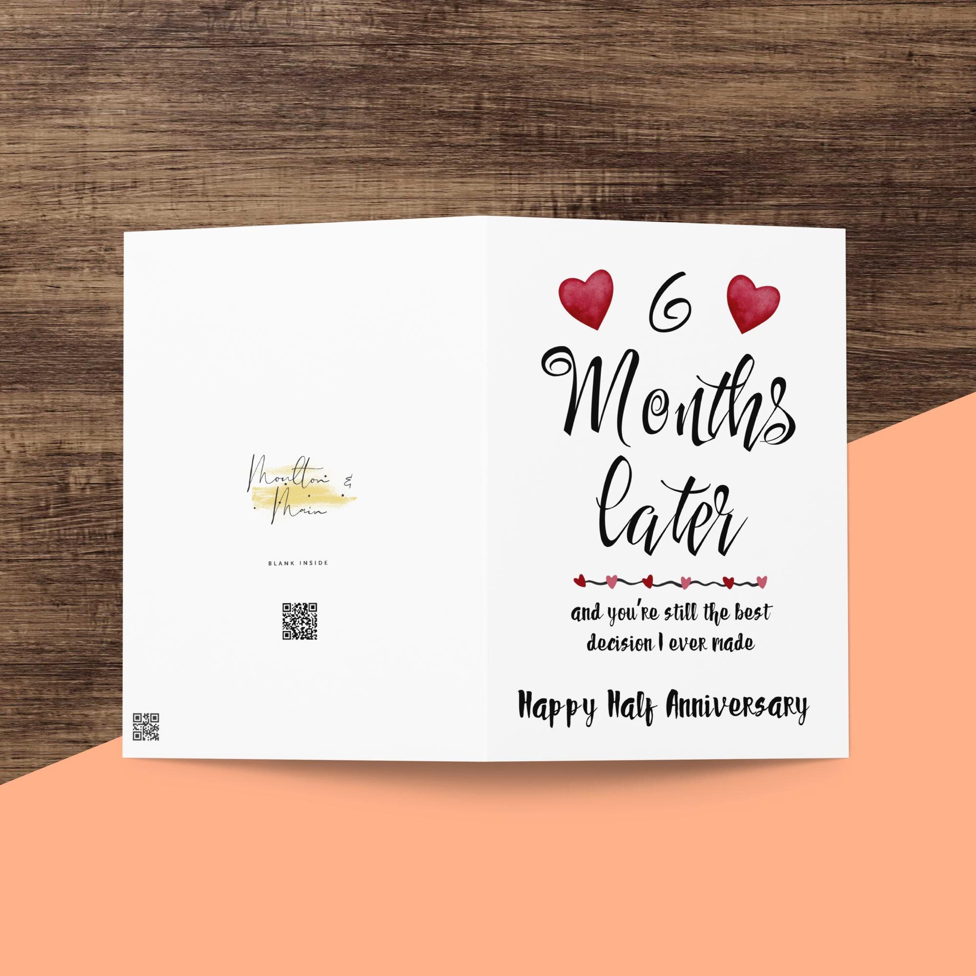 6 Month Anniversary Card, Half Year Anniversary Gift for Boyfriend, Six  Months Together Dating Relationship Milestone Card From Girlfriend 