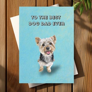 Yorkie Vatertagskarte - alles Gute zum Vatertag vom Hund, beste Hundepapa-Karte aller Zeiten mit niedlicher Yorkshire-Terrier-Illustration, glückliches Haustierhund-Geschenk