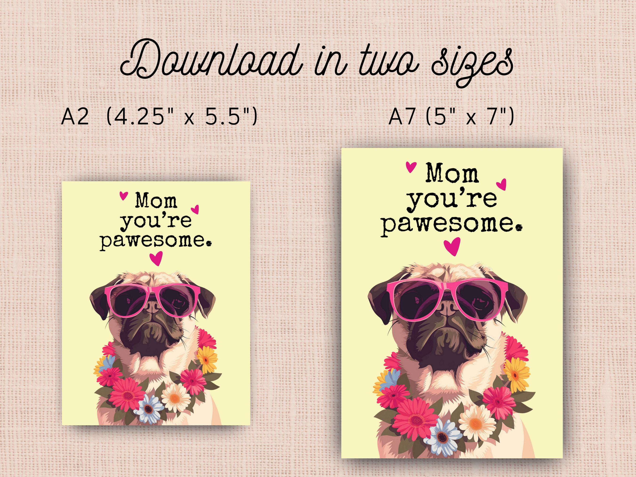Pug Mothers Day Card Printable