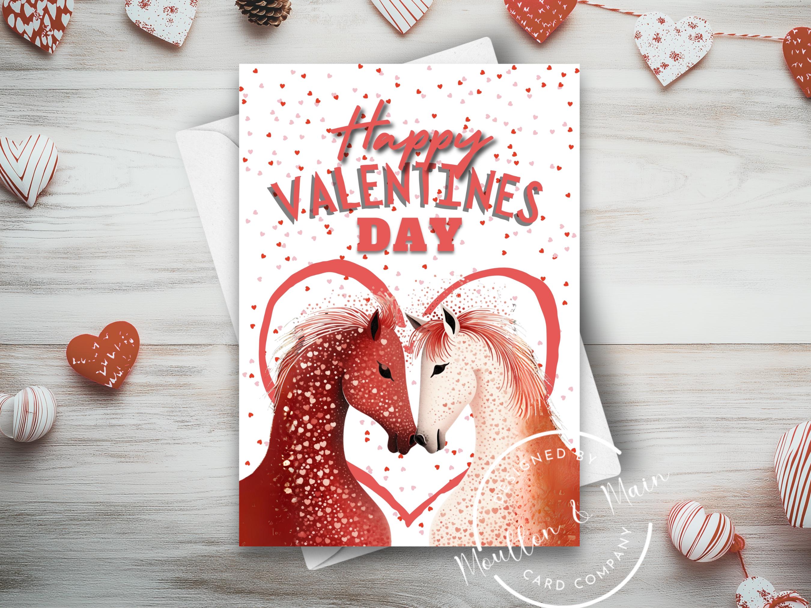馬のバレンタインデー カード、ハッピーバレンタインデー、愛のハート