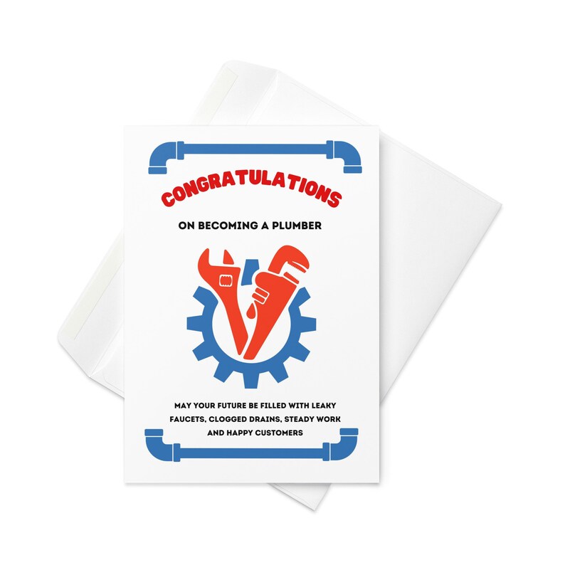 Plumber Graduation Card, Congratulations on Becoming A Plumber, Trade ...