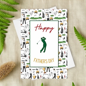 Carte de golf fête des pères, carte amateur de golf pour papa, cadeau sport fête des pères, joyeuse fête des pères au joueur de golf, carte pour grand-père mari ou papa
