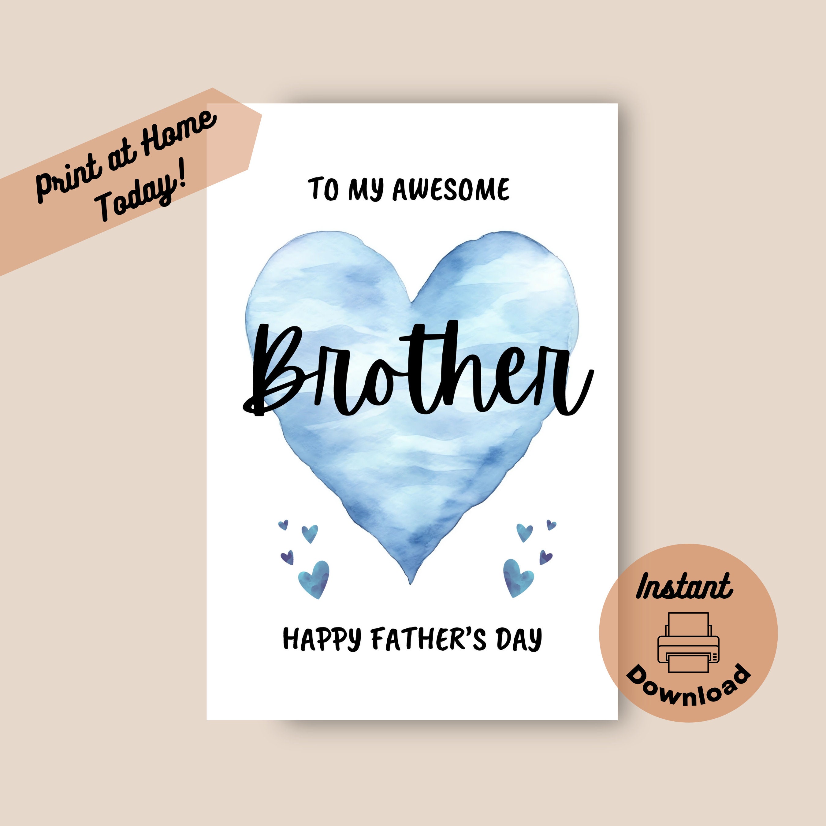 Printable Fathers Day Card For Brother Instant Download Print At Home Printable Fathers Day Card For Brother Instant Download Print At Home