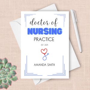 DNP-afstudeerkaart, 2025 gepersonaliseerde felicitatiekaart voor doctor in de verpleegkunde, doctoraatsopleiding verpleegkunde