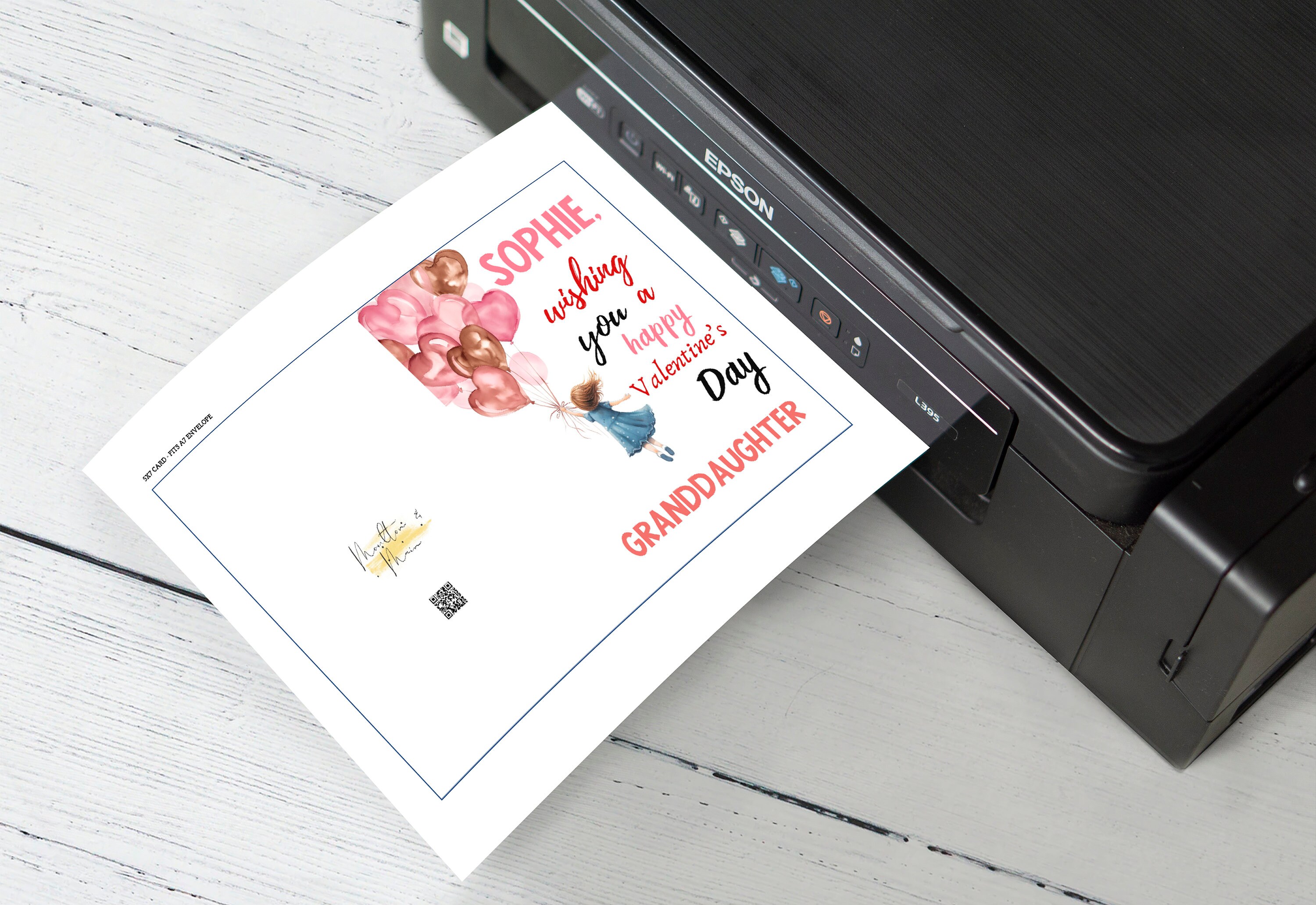 Printable Valentine's Day Card for Granddaughter, Instant Download ...