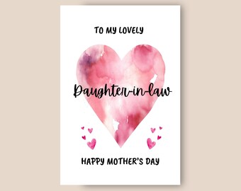 Mother’s Day Card for Daughter-in-law, Daughter-in-law Mother’s Day Card, Happy Mothers Day Greeting Card for my Lovely Daughter-in-law