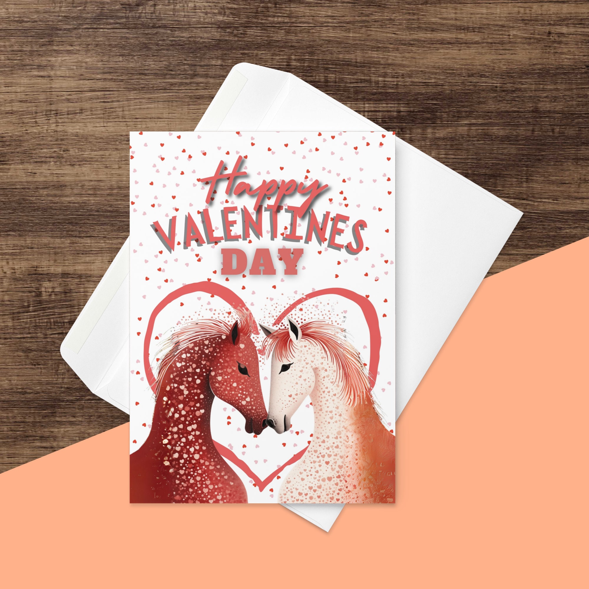 馬のバレンタインデー カード、ハッピーバレンタインデー、愛のハート
