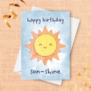 Carte d'anniversaire fils, joyeux anniversaire fils brillant, carte d'anniversaire humoristique pour fils adulte, soleil aquarelle, carte d'anniversaire douce et drôle des parents