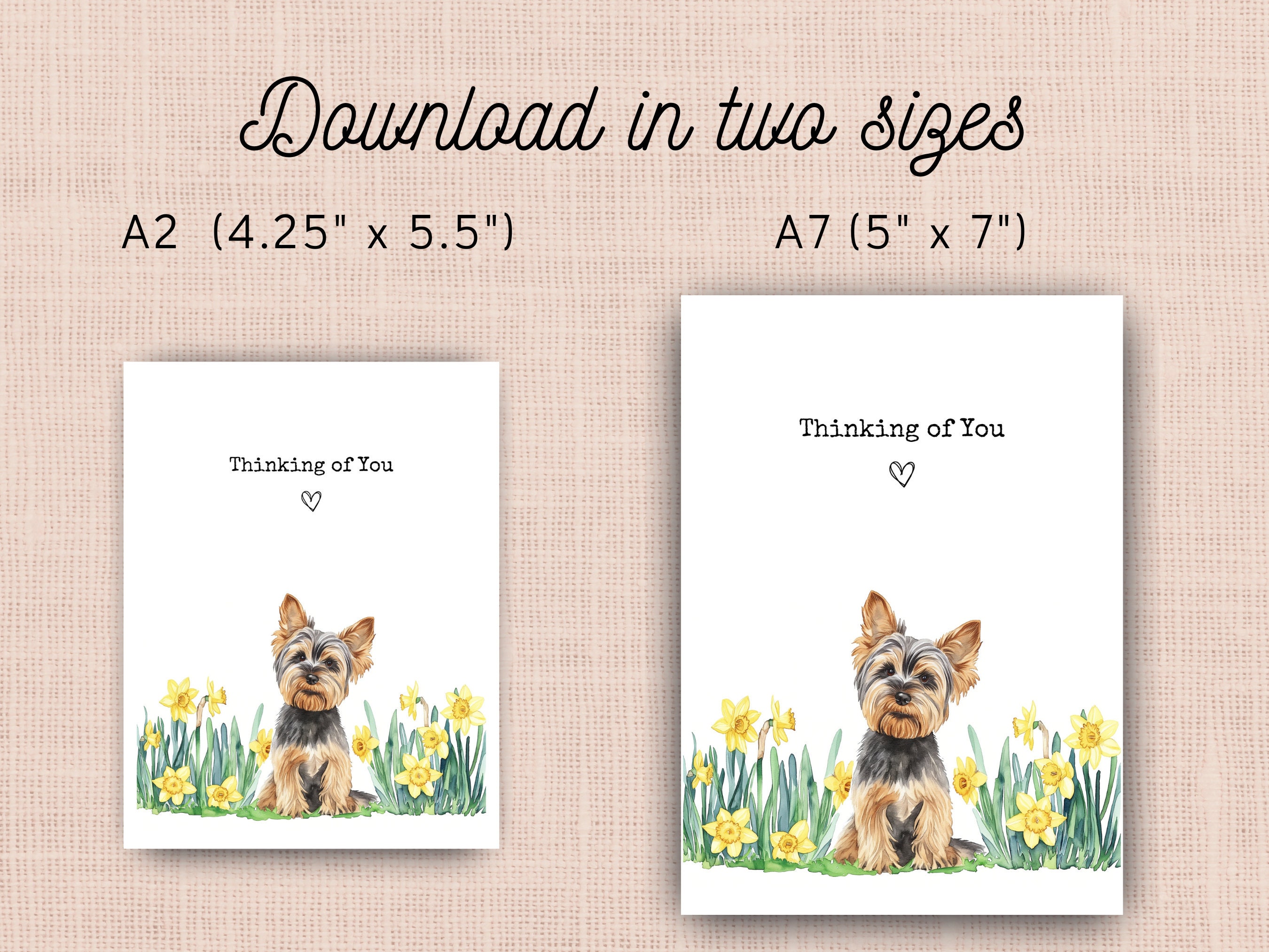 Printable Yorkie Thinking of You Card, Instant Download Print at Home ...