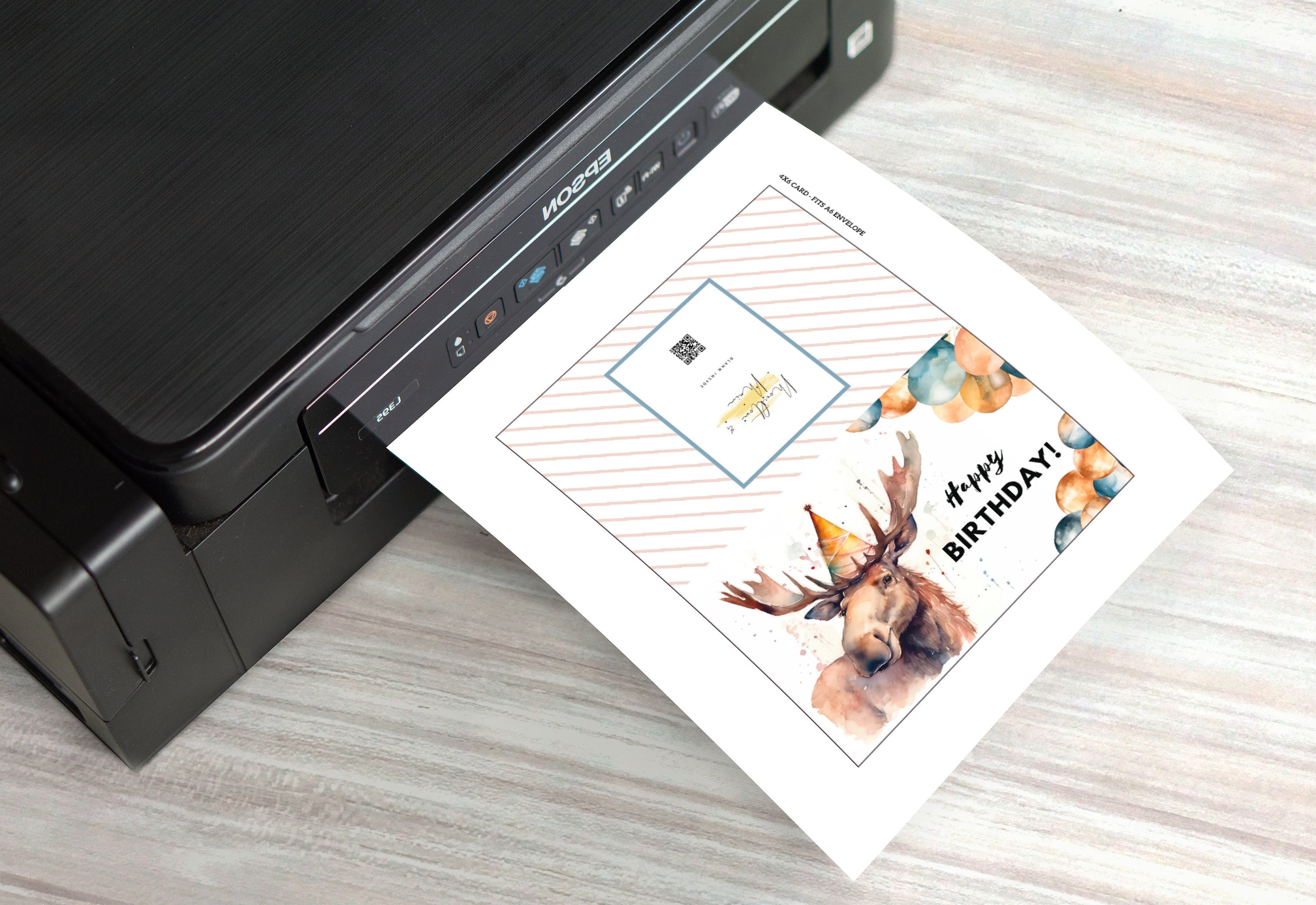 Printable Moose Birthday Card, Instant Download, Print at Home Card ...
