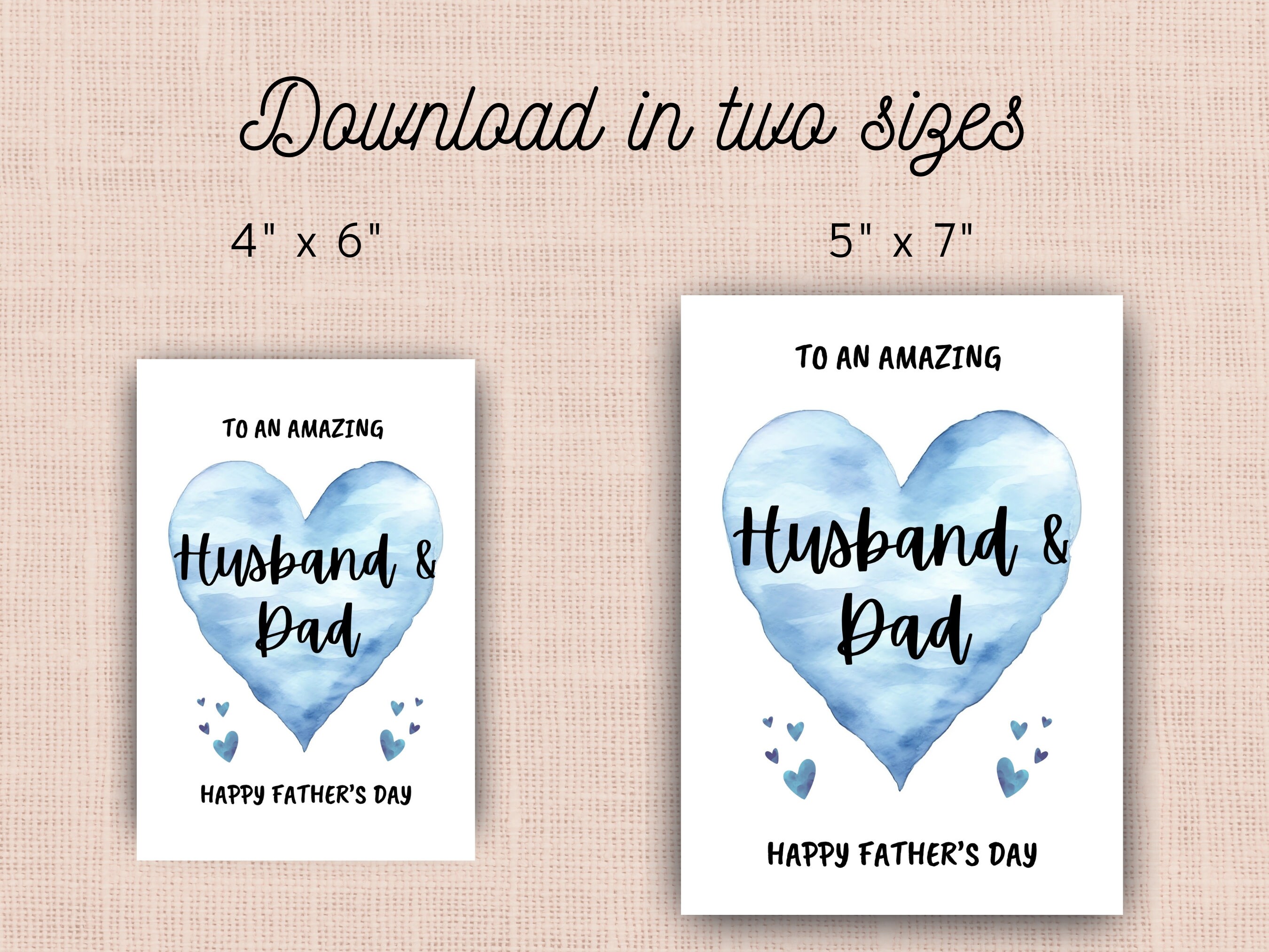 Printable Fathers Day Card for Husband and Dad, Instant Download, Print ...