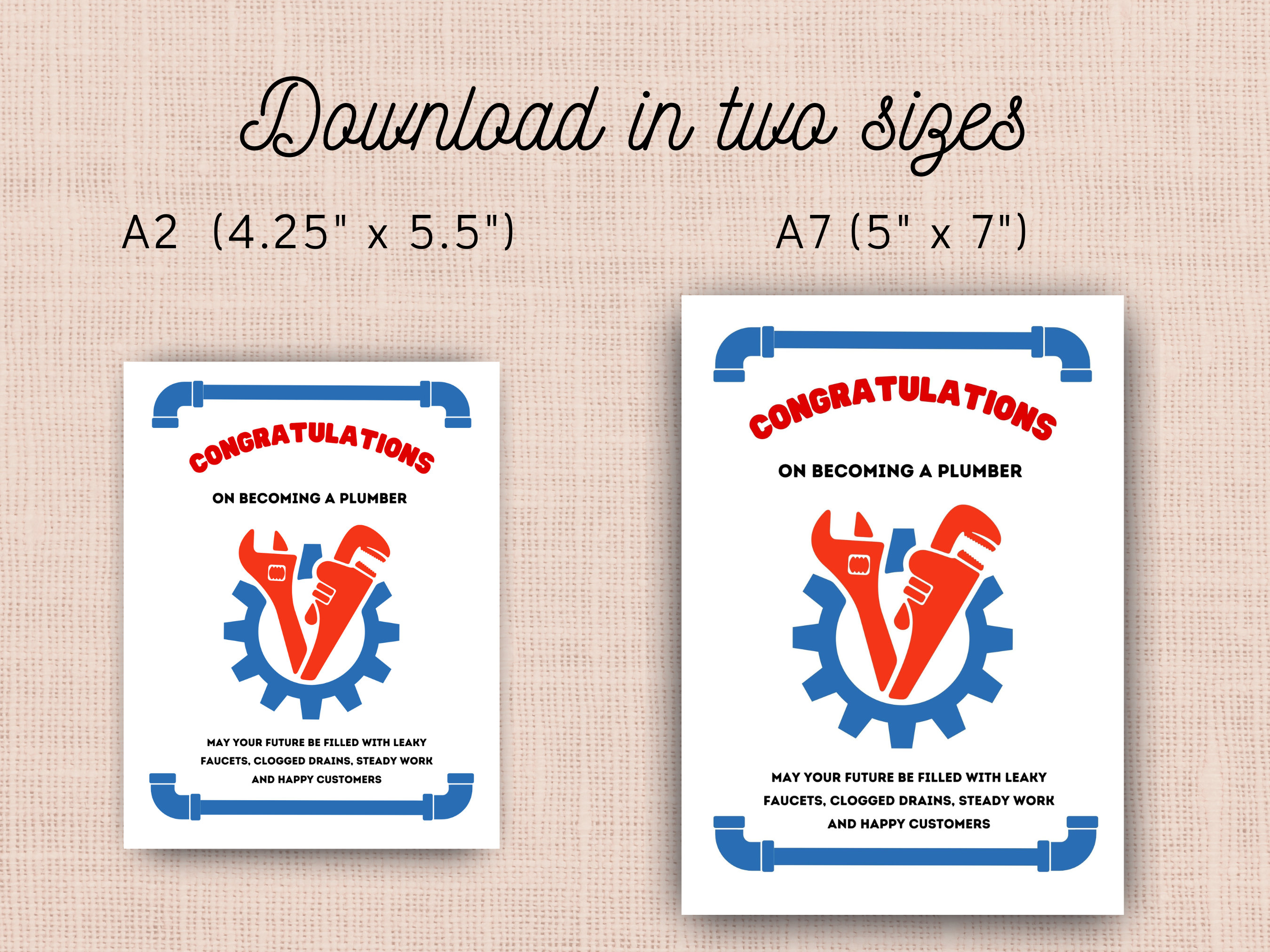 Printable Plumber Graduation Card, Instant Download, Print at Home Card ...
