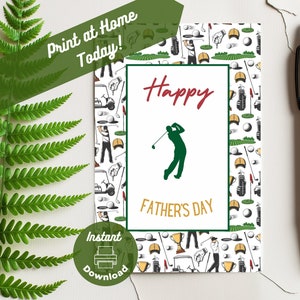 Carte de golf imprimable pour la fête des pères, téléchargement immédiat, impression à la maison, carte d'amateur de golf pour papa, cadeau sport pour la fête des pères, pour papa joueur de golf