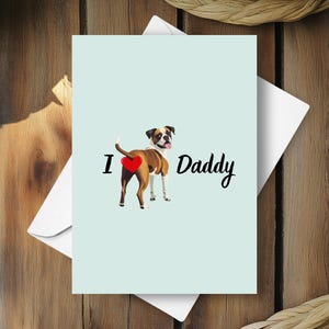 Lustige Boxer-Hund-Vatertagskarte, vom Haustier-Hund-glücklichen Vatertagsgruß, ich liebe Papa-Geschenk für Vati, glücklicher Boxer-Hund mit Bum Hintern-Herz