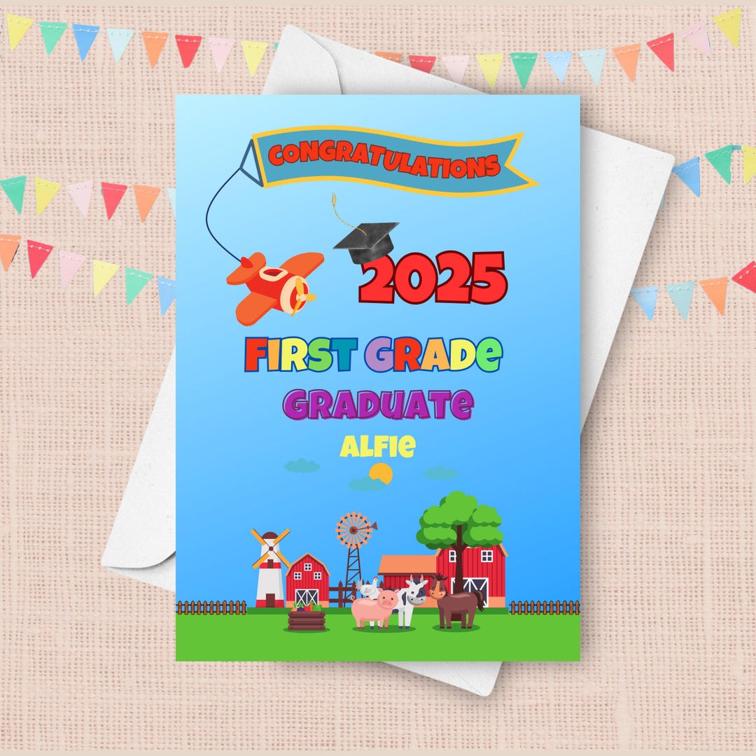 Grade R Card Design First Grade Graduation Card, 2026 Personalized Congratulations Card for ...