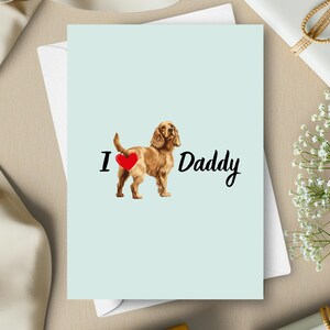 Lustige Cocker Spaniel Vatertagskarte, vom Haustierhund alles Gute zum Vatertag Gruß, ich liebe Papa Geschenk für Papa, glücklicher Hund mit Bum Butt Herz