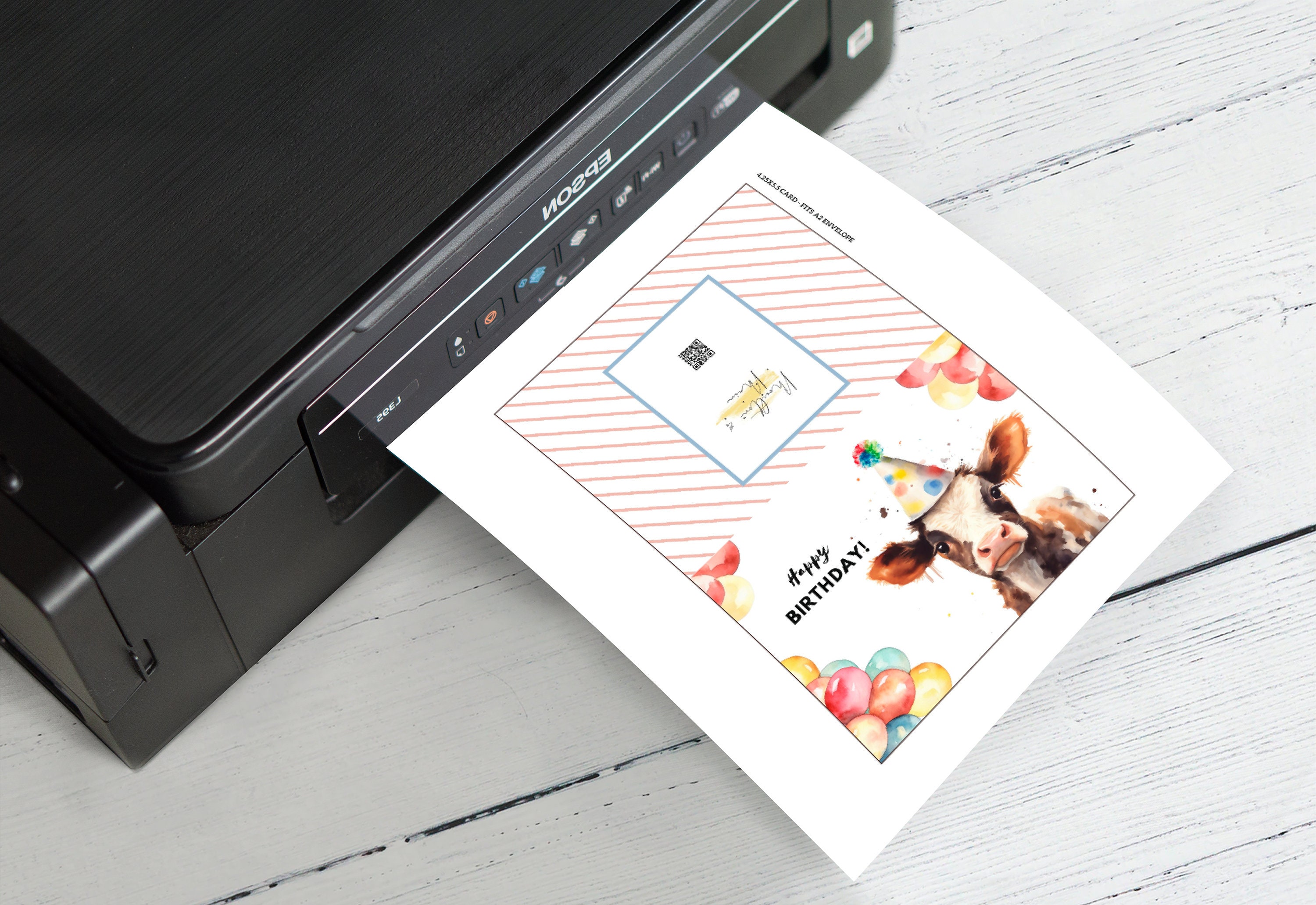 Printable Baby Cow Birthday Card, Instant Digital Download Print at ...
