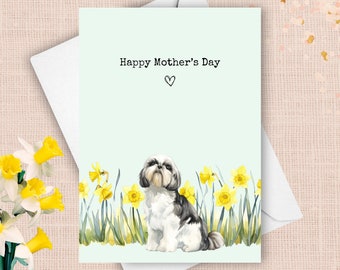 Shih Tzu Mother's Day Card, From Pet Dog Gray Happy Mothers Day