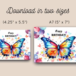 Printable Butterfly Birthday Card, Instant Digital Download Print at ...