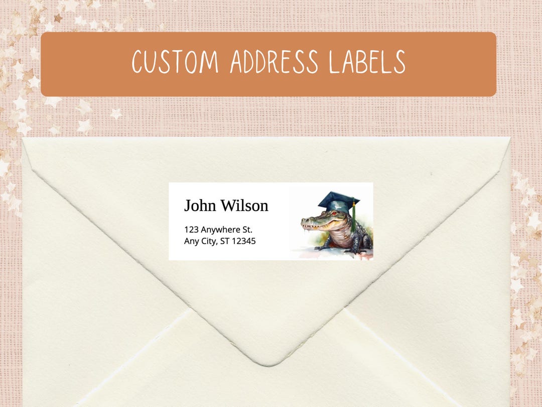 Michigan Tech Address Labels Alligator Graduation Return Address Labels, Print at Home Editable ...
