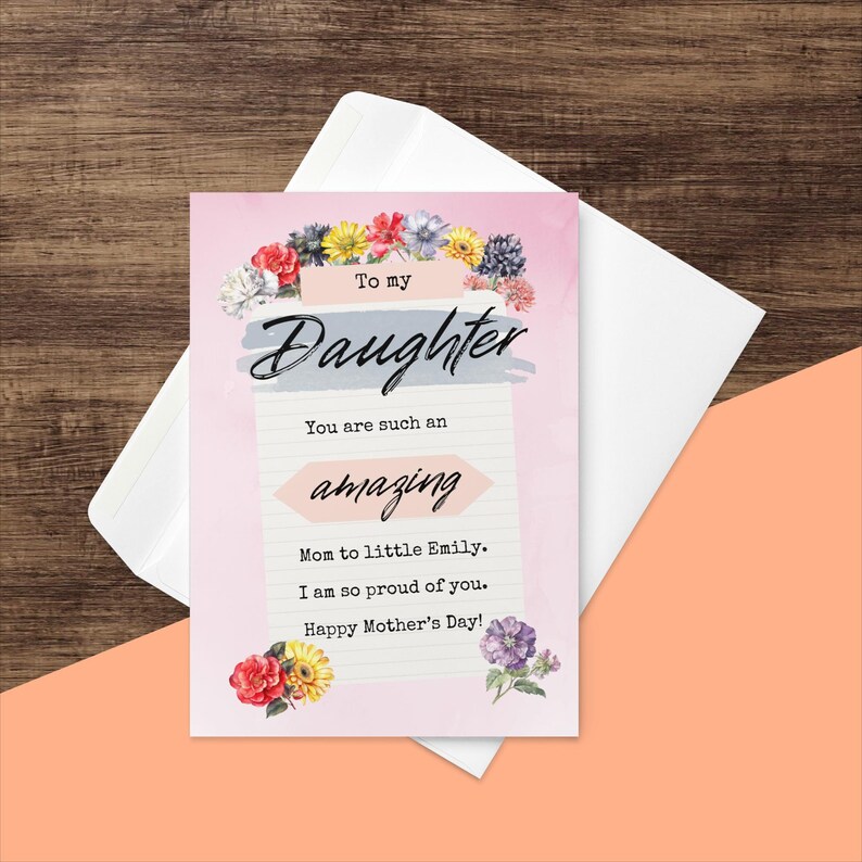 Mother’s Day Card for Daughter, Personalized Floral Mother Daughter ...