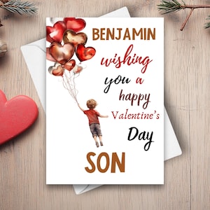 Biglietto di San Valentino per figlio, ti auguro un felice San Valentino figlio, simpatico biglietto di San Valentino personalizzato e stravagante con nome personalizzato per ragazzo