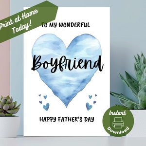 Tarjeta imprimible del Día del Padre para tu novio, descarga instantánea, para imprimir en casa, para un novio maravilloso, feliz Día del Padre, de parte de tu novia.