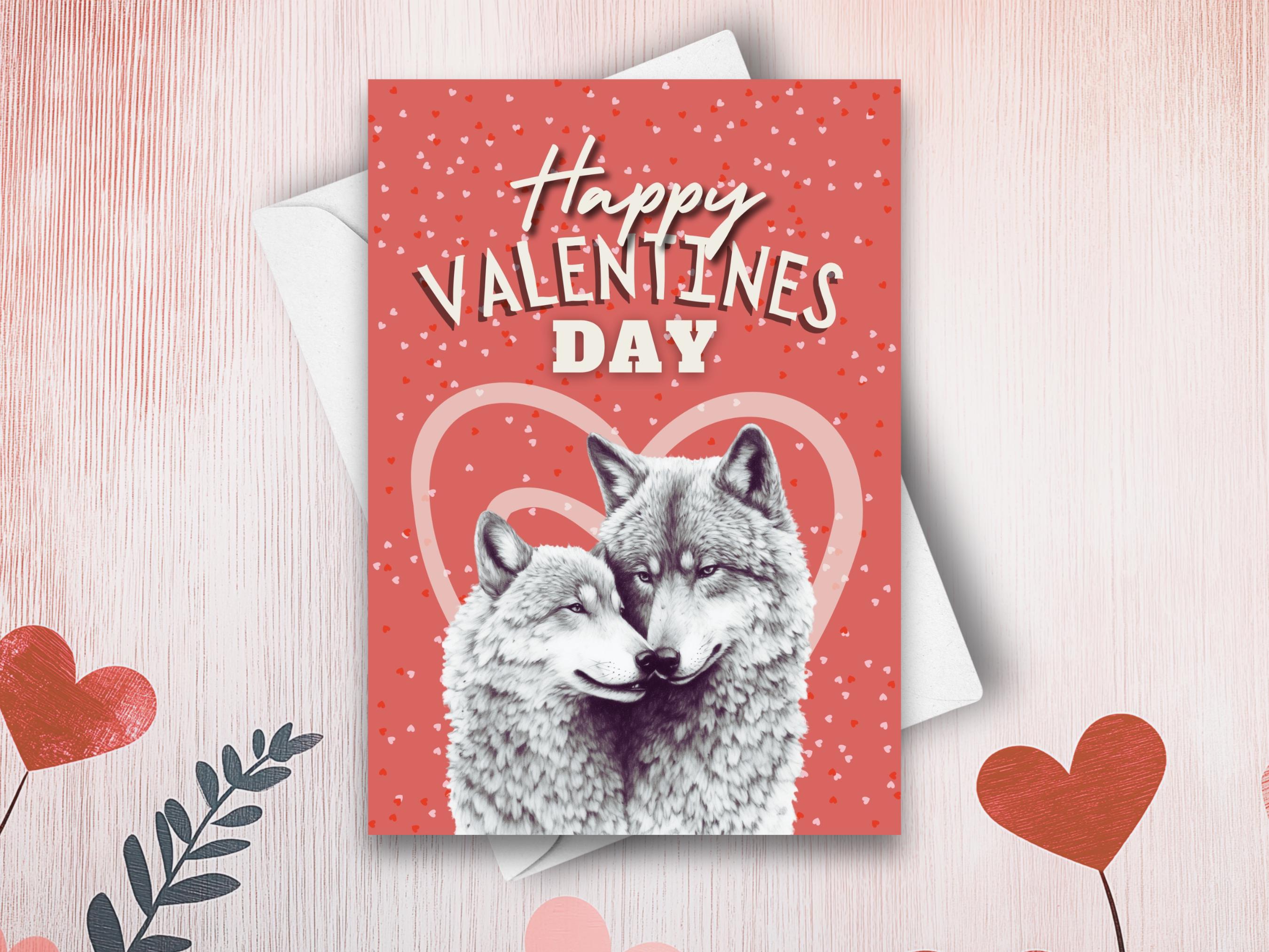 Wolf Valentine Card, Happy Valentine's Day, Wolf Valentines Day
