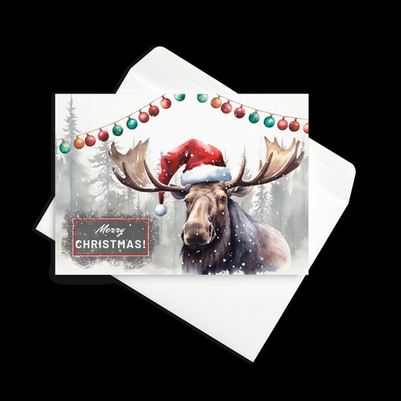 6 Weihnachtsgrußkarten + 6 Umschläge Set – Karikatur-Design Mit Weihnachtsmann, Rentier & Elch, Frohe Weihnachten