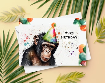 Funny Chimp Birthday Card For Men - 'Another Year Older And Still Cool' Monkey Card