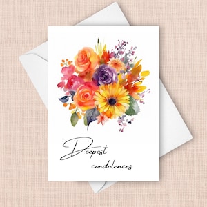 Beileidskarte, Beileid Karte mit Aquarell Blumen