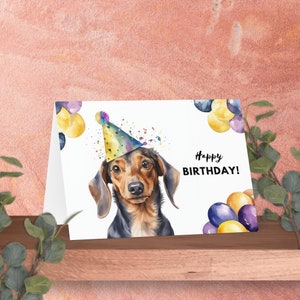 Printable Dachshund Birthday Card, Instant Download, Print at Home Card ...