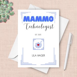 Mammo Techniker-Abschlusskarte, 2025 Personalisierte Glückwunschkarte für Mammographie-Technologie, Geschenk für die Zertifizierung zum Klinischen Untersuchungsprogramm