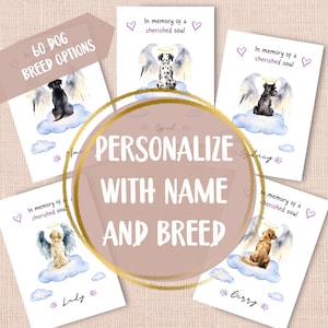 Beileidkarte für Hund, personalisiert mit Namen, Verlust des Haustierhundes, Beileidkarte, Beileid, Beileid, Trauerkarte