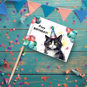 Printable Tuxedo Cat Birthday Cupcake Topper, Instant Download Print at ...
