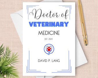 DVM-Abschlusskarte, 2024 Personalisierte Glückwunschkarte für Doktor der Veterinärmedizin, DVM NAVLE-Lizenzprüfung Glückwunschandenken