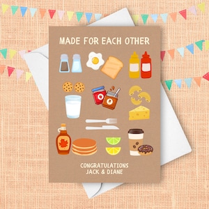 Carte de mariage personnalisée faite l'un pour l'autre, cadeau de félicitations pour une paire parfaite, noms de couples personnalisés, cadeau de réception de mariage amusant