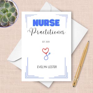 Biglietto di laurea NP, biglietto di congratulazioni personalizzato 2025 per infermiere specializzato, regalo di laurea in infermieristica